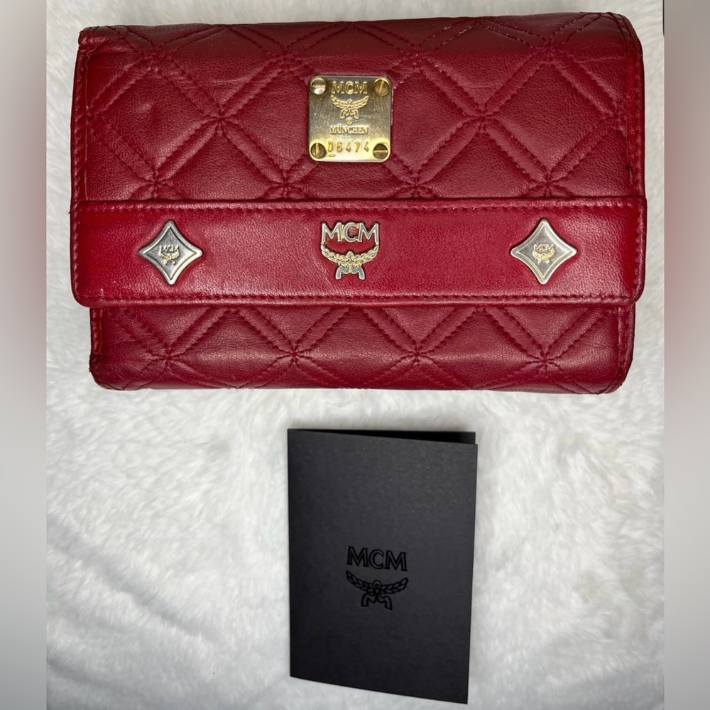 Red Tri-fold MCM Wallet-Authentic